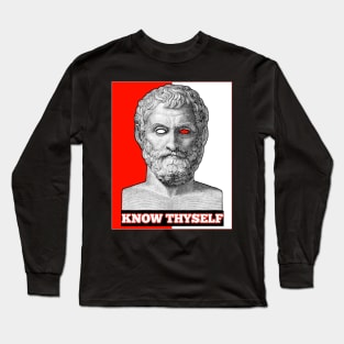 Thales Red And White Design With Short Quote Long Sleeve T-Shirt